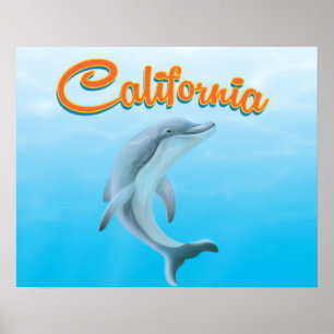 Vintage Kalifornien Delfin reseaffisch Poster