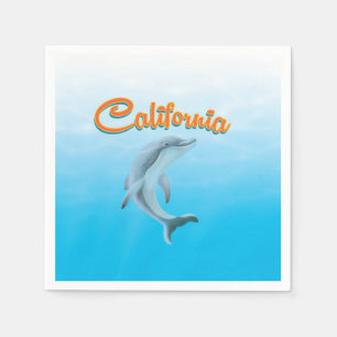 Vintage Kalifornien Delfin reseinformation affisch Pappersservett