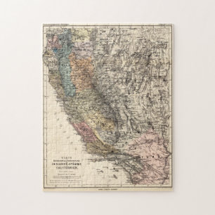 Vintage Kalifornien Historic Karta USA Pussel