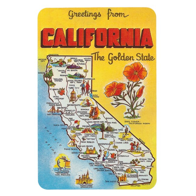 Vintage Kalifornien Magnet (Vertikal)