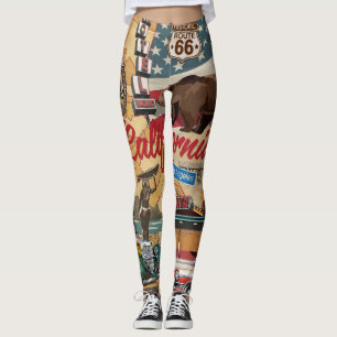 Vintage Kalifornien: Turismen attraktion karta. Leggings