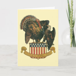 Vintage kalkon för Thanksgiving, Örn, Amerikansk f Helgkort