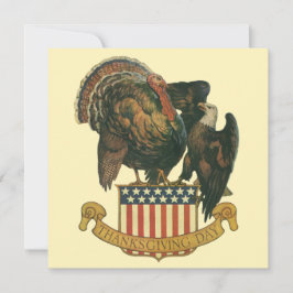 Vintage kalkon för Thanksgiving, örn, amerikansk f Inbjudningar