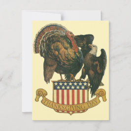 Vintage kalkon för Thanksgiving, örn, amerikansk f Inbjudningar