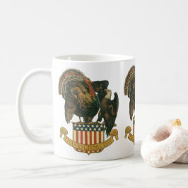 Vintage kalkon för Thanksgiving, örn, amerikansk f Kaffemugg