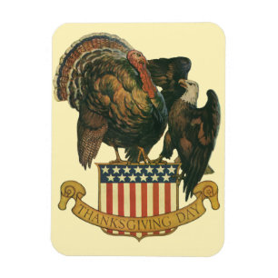 Vintage kalkon för Thanksgiving, örn, amerikansk f Magnet