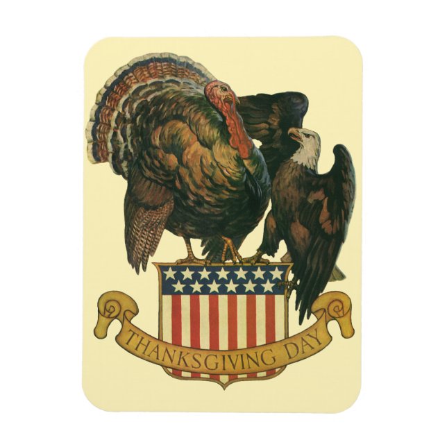 Vintage kalkon för Thanksgiving, örn, amerikansk f Magnet (Vertikal)