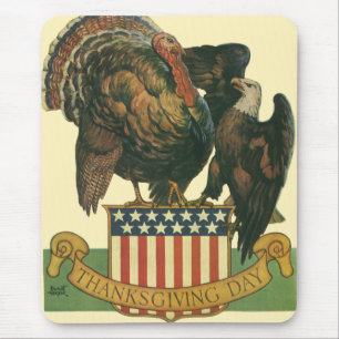 Vintage kalkon för Thanksgiving, Örn, Amerikansk f Musmatta