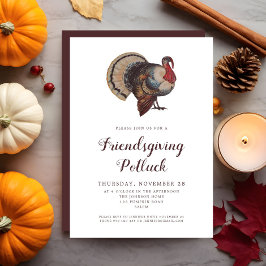 Vintage kalkon Friendsgiving Potluck Inbjudningar