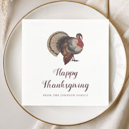 Vintage Kalkon Glad Thanksgiving Pappersservett