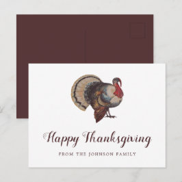 Vintage kalkon Glad Thanksgiving Vykort