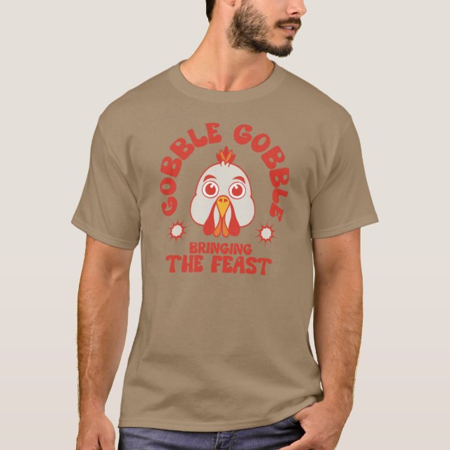 Vintage kalkon på Thanksgiving T Shirt (Framsida)