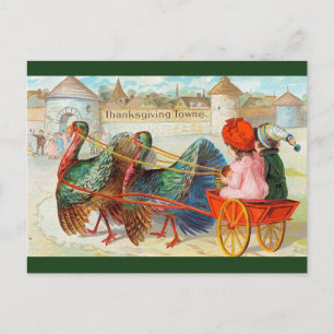 Vintage Kalkoner i Thanksgiving Towne Vykort