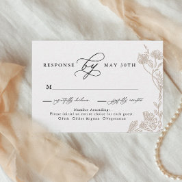 Vintage kalligrafi Handritad Blommig Bröllops-Rsvp OSA Kort