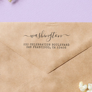 Vintage kalligrafi returadress stämpel