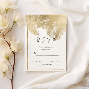 Vintage kalligrafi vit guld blommig RSVP Inbjudningar