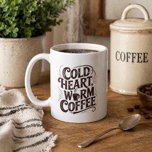 Vintage Kallt Hjärta Varmt Kaffe Kaffemugg