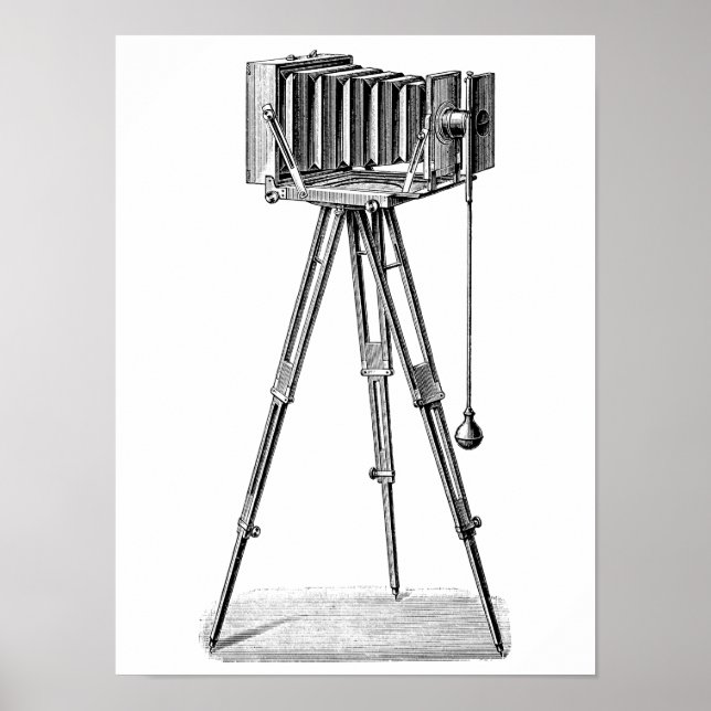 Vintage Kamera - Antique Cameras Photography Black Poster (Framsidan)