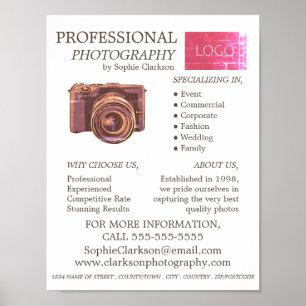 Vintage, kamera, fotografi, fotouthyrning poster