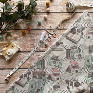 Vintage Kamera Mönster Cotton Fabric Tyg
