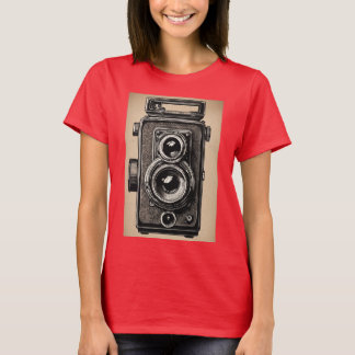 Vintage kamera stil kvinnor baströja t shirt