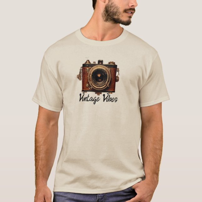 Vintage Kameraillustration T Shirt (Framsida)