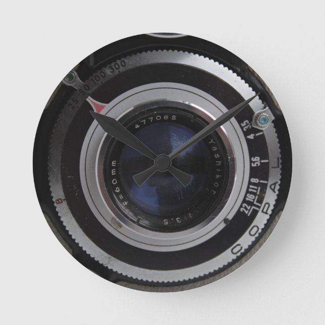 Vintage Kameraklocka Rund Klocka (Framsida)