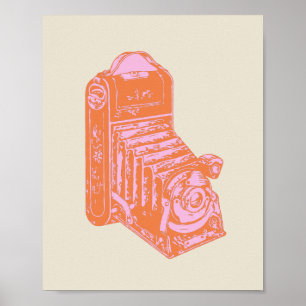 Vintage Kamerakonstruktion i Orange och Rosa Poster