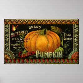 Vintage kan märka konst, fjäril Pumpkin Vegetable Poster