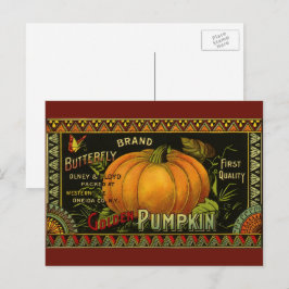 Vintage kan märka konst, fjäril Pumpkin Vegetable Vykort