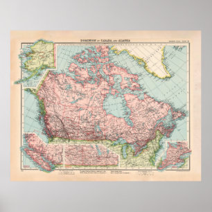Vintage Kanada Karta (1923) Kanadensiska Land Poster