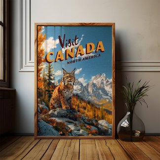 Vintage Kanada Lodjur Resa Poster