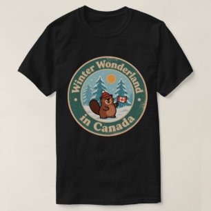 Vintage kanadensisk vinterscen t shirt