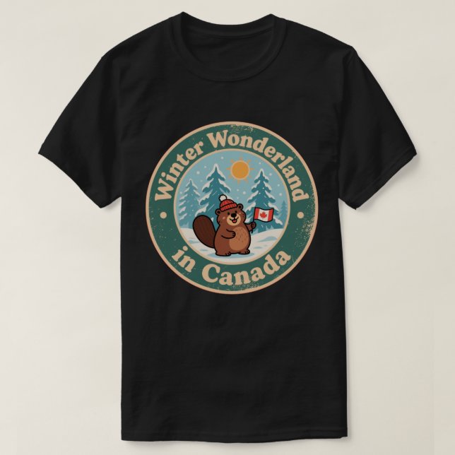 Vintage kanadensisk vinterscen t shirt (Design framsida)