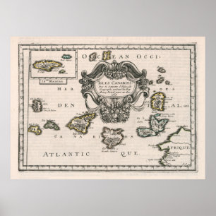 Vintage Kanarieöarna Karta (1656) Poster