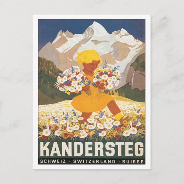Vintage Kandersteg Schweiz Vykort (Framsida)
