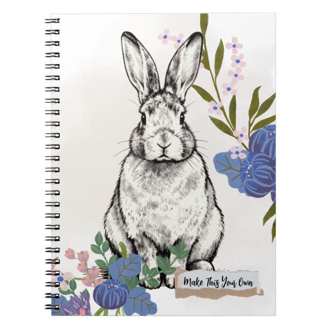 Vintage Kanin Anteckningsbok Journal (Framsidan)