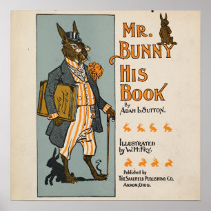 Vintage Kanin Barnbok Illustration  Poster