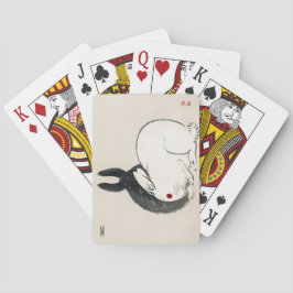 Vintage Kanin Black and white Japanska Casinokort