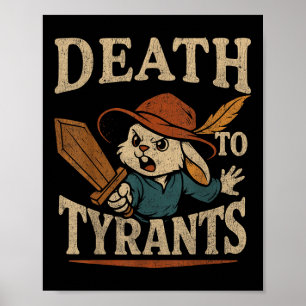 Vintage Kanin Död åt Tyranner Retro 90-tal  Poster