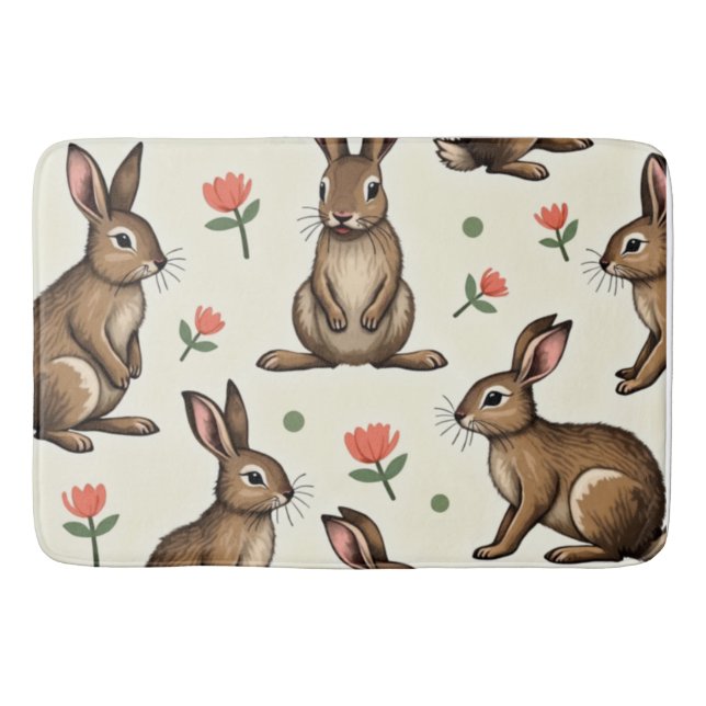 Vintage kanin mönster badrumsmatta (Framsidan)