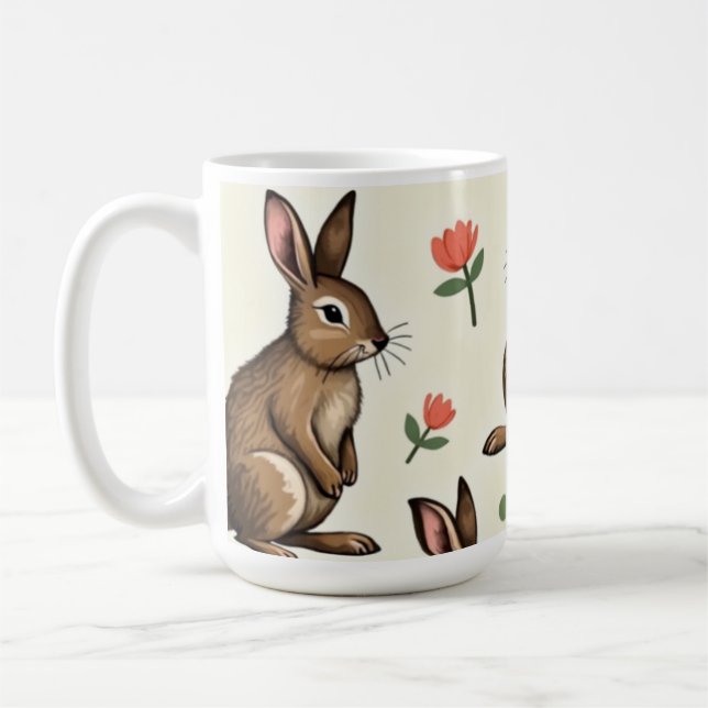 Vintage kanin mönster kaffemugg (Vänster)