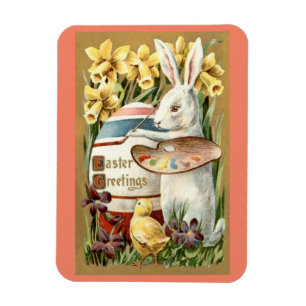 Vintage Kanin Painting Egg Magnet