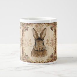 Vintage Kanin,Snygg Kanin med Blommönster  Jumbo Mugg