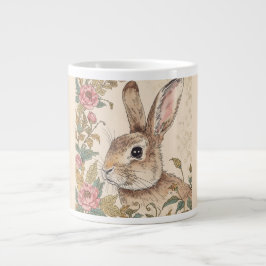 Vintage kanin, söt kanin, blommönster jumbo mugg