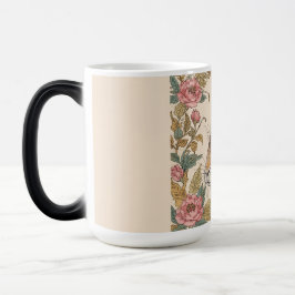 Vintage kanin, söt kanin, blommönster magisk mugg