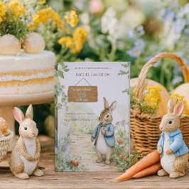 Vintage Kanin Trädgård Baby Shower Inbjudningar
