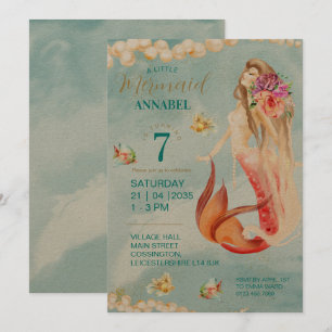 Vintage känner Sjöjungfru Party Kraft Inbjudningar