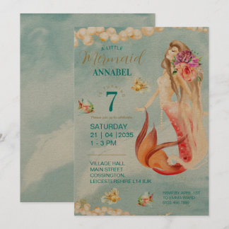 Vintage känner Sjöjungfru Party Kraft Inbjudningar
