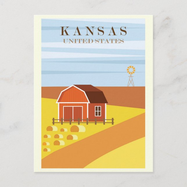 Vintage Kansas Bondeturism Vykort (Framsida)